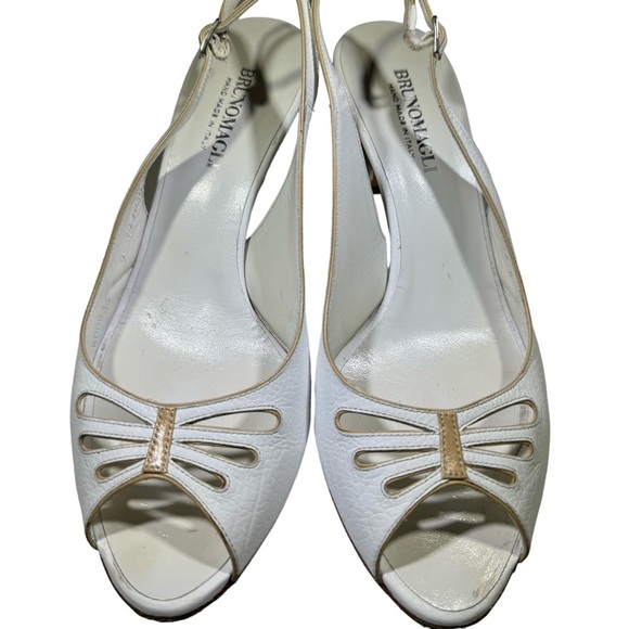Bruno Magli Shoes - BRUNO MAGLI Vintage Handmade White Leather Slingback Heels w/Peep Toe - Size 9